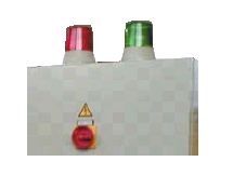 Warning unit EWIII with integrated power failure signal and large lamps that light up in green or red.